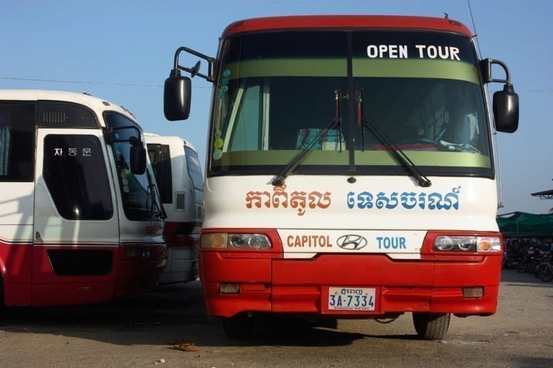 Hyundai passenger tourist bus near Siem Reap Cambodia