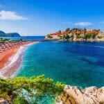 Old historical town and resort on Sveti Stefan, Montenegro.