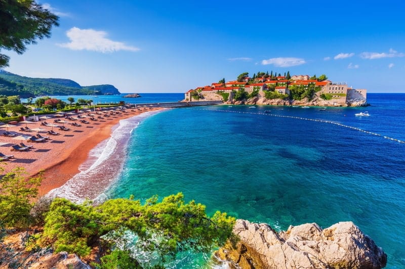 Old historical town and resort on Sveti Stefan