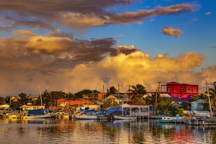 Sunset on San Pedro Town, Ambergris Caye Island