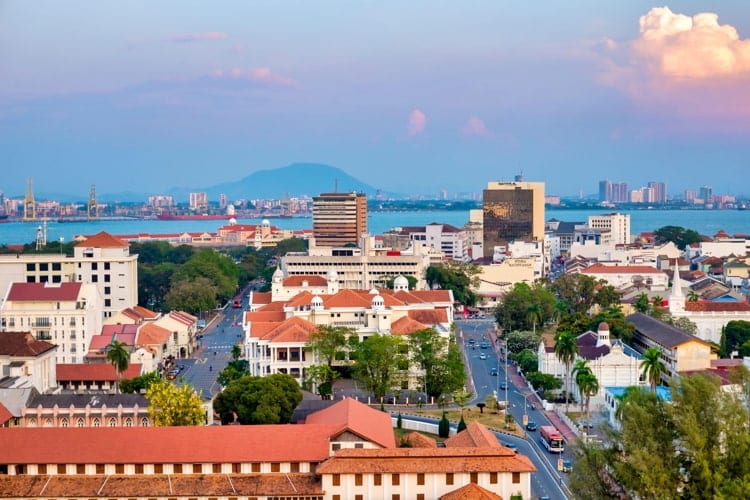 Aerial view of George Town, Penang, Malaysia