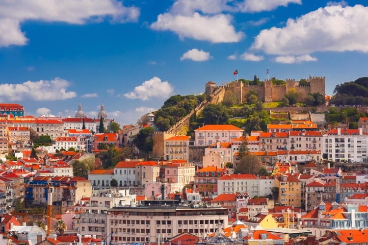 Historical center of Lisbon on sunny day, Portugal.