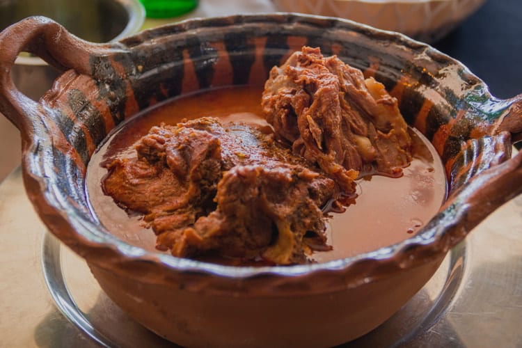 Traditional mole de hips or Huaxmole, typical dish of Tehuacán, Puebla