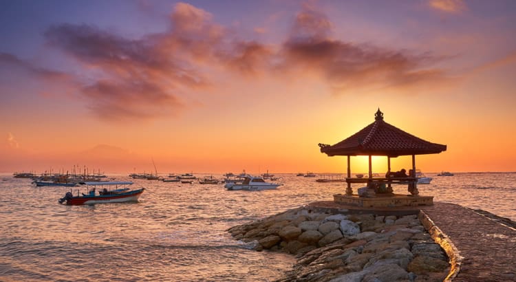 Sanur Beach at sunrise, Bali, Indonesia