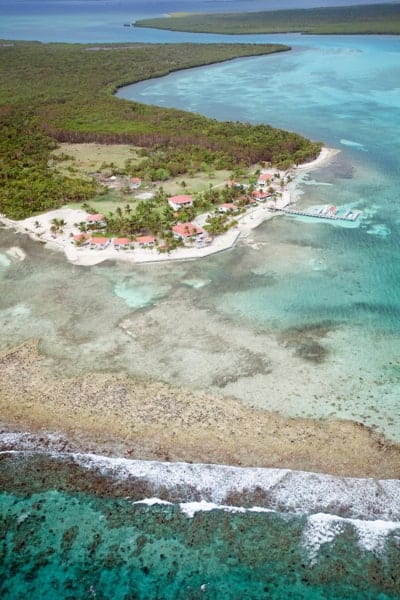 Aerial shot of Turneffe Atoll in Belize