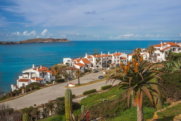 Beautiful homes with the sea in the background in Menorca, Balearics, Spain