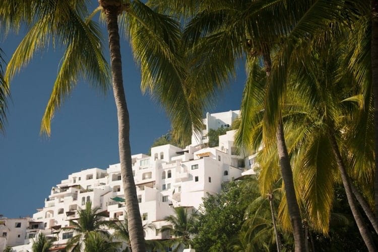 Hillside condominiums at Las Hadas distirct of Manzanillo, Mexico