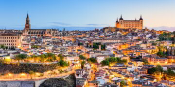 Toledo, Spain old town city skyline.