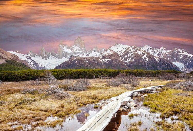 Footbridge in Andes, Patagonia, Argentina