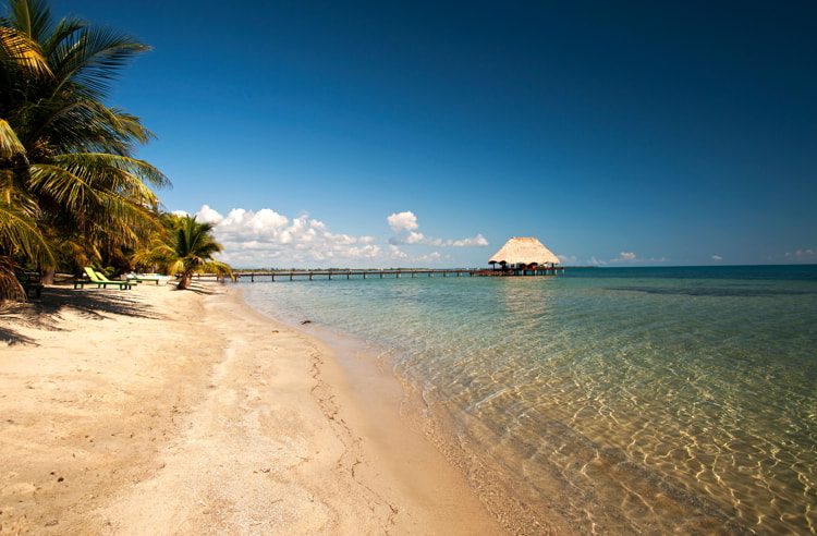 A white sand beach in Placencia, Belize