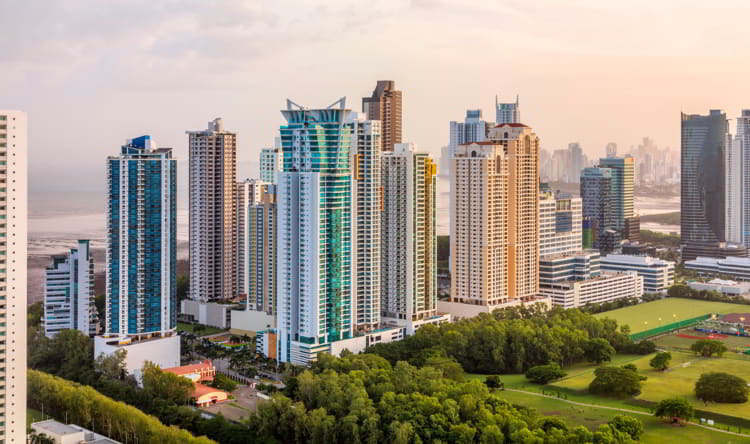 Buildings in Costa del Este, Panama on an afternoon