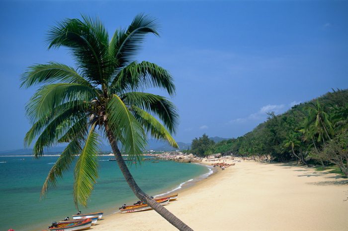 Beach Scene at Tianya-Haijiao Tourist Zone in Hainan Island, China