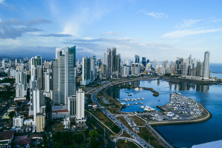 A view of the buildings in Panama City and the marina