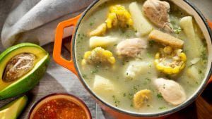 A traditional chicken soup called Sancocho