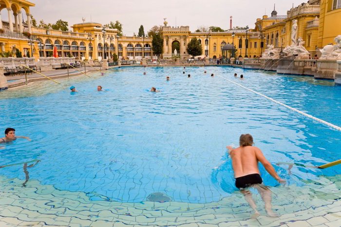 Thermal baths pools Szechenyi Baths Budapest Hungary