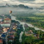 Morning view of Vang Vieng, Northern Laos