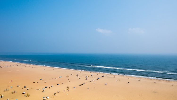 Marina beach in Chennai City, India.