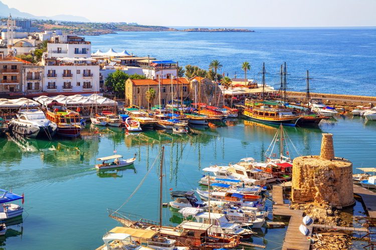 Kyrenia old harbour on the northern coast of Cyprus.