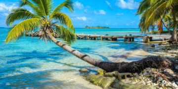 Paradise beach on island caye Carrie Bow Cay Field Station. map of Belize where is belize located