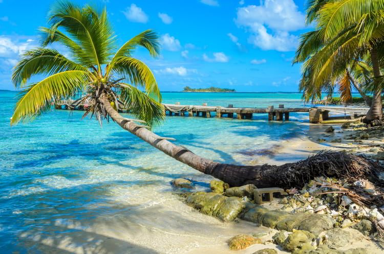 Paradise beach on island caye Carrie Bow Cay Field Station. map of Belize where is belize located