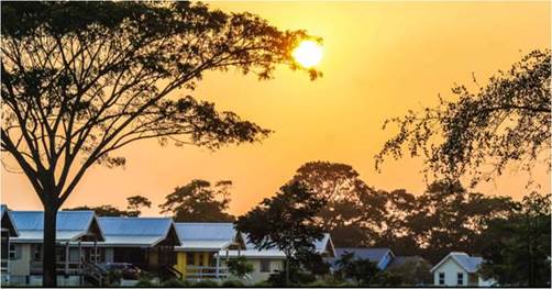 Carmelita Gardens in Belize during sunset