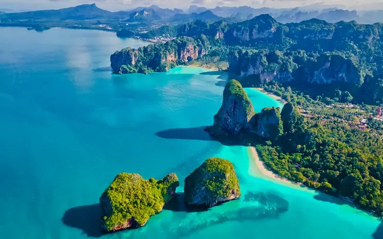 Aerial drone view of Railay beach Krabi, Thailand