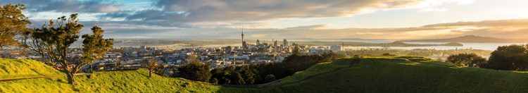 Panoramic view of Auckland city from Mt Eden Summit