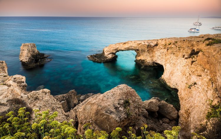 Beautiful natural rock arch in Ayia Napa on Cyprus