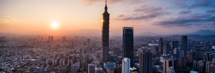 Sunset over the city of Taipei, Taiwan