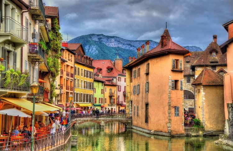 View of the old town of Annecy in France