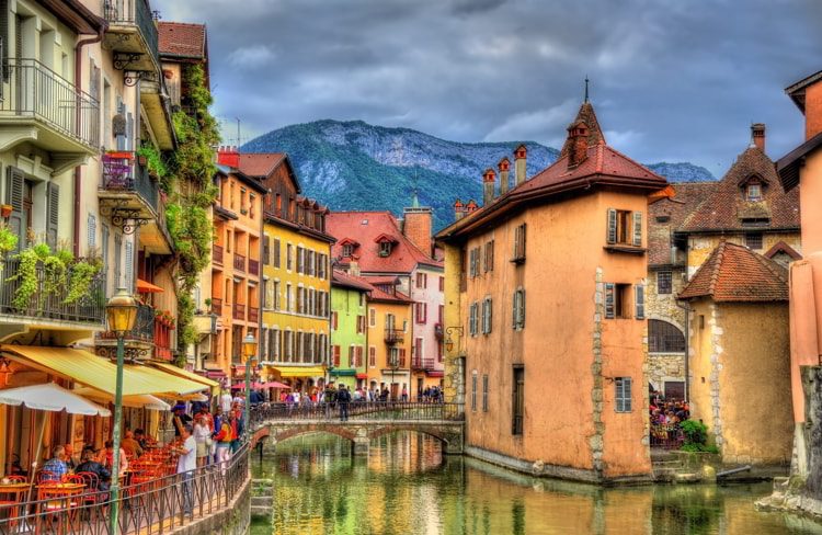 View of the old town of Annecy in France