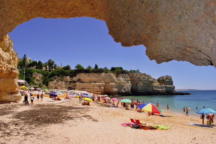 Praia da Nossa Senhora da Rocha Beach Porches Armaçao de Pera in Algarve Portugal