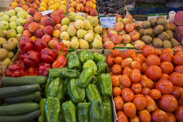 Fresh fruit and vegetables on an Algarve market