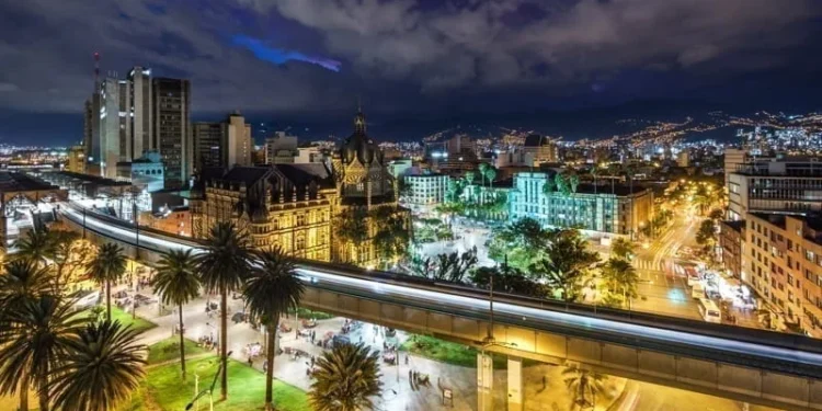 City lights in Medellin, Colombia. Latin America Havens.