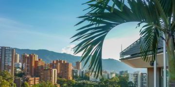 Buildings and mountains in Medellin, Colombia