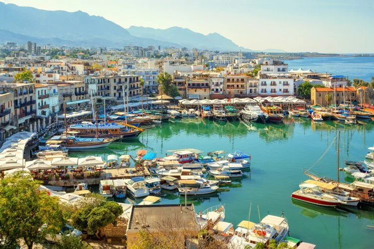 Boats in old harbour on the northern coast of Cyprus.