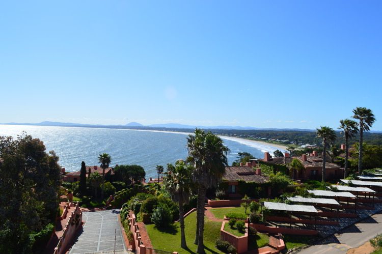 View of houses and sea in Punta Ballena, Uruguay