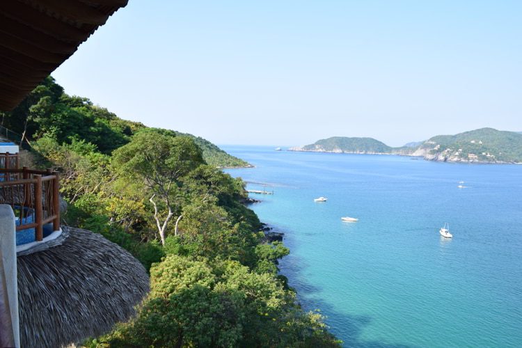 A beautiful view of a bright blue sea in Zihuatanejo, Mexico