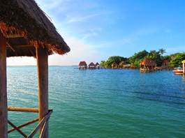 A blue sea in Ambergris Caye, Belize