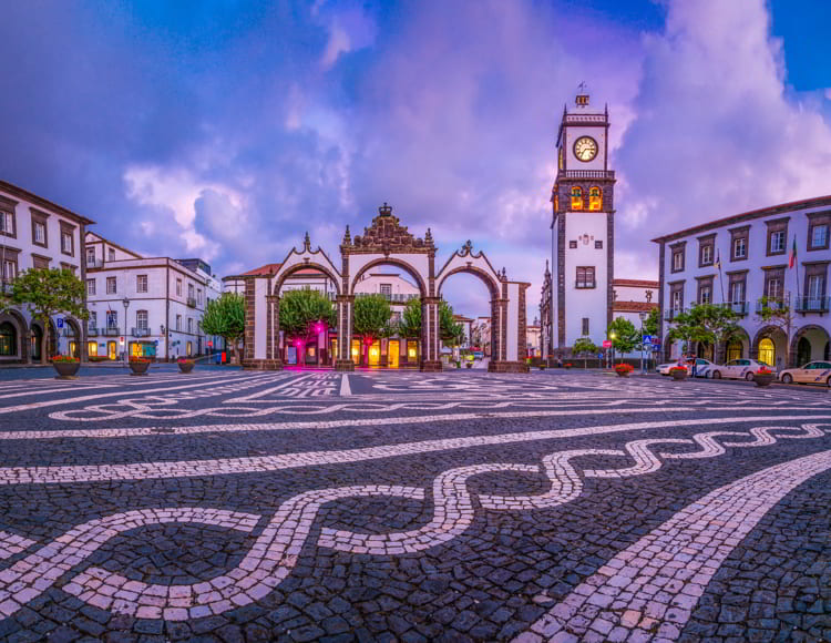 The city symbol of Ponta Delgada in Sao Miguel Island in Azores, Portugal