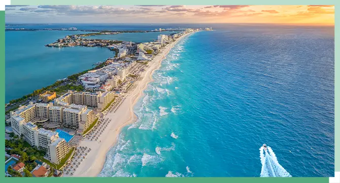 A white sand beach in Cancun