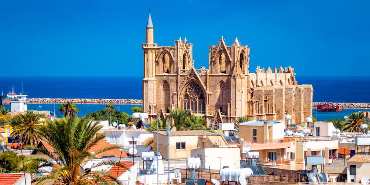 Lala Mustafa Pasha Mosque and Famagusta town.