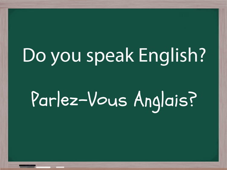 Do You Speak English in French written on a chalkboard