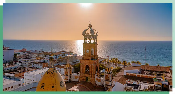 Puerto Vallarta during sunset in Mexico