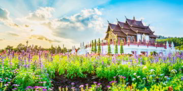 Thai style garden located in Royal Park Rajapruek, Chiang Mai, Thailand.