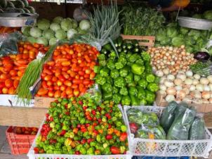 Vegetables in a market in Belize