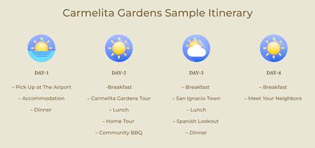 Carmelita Gardens Tour sample itinerary
