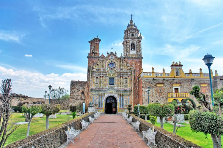 A church in Cholula, Puebla, Mexico