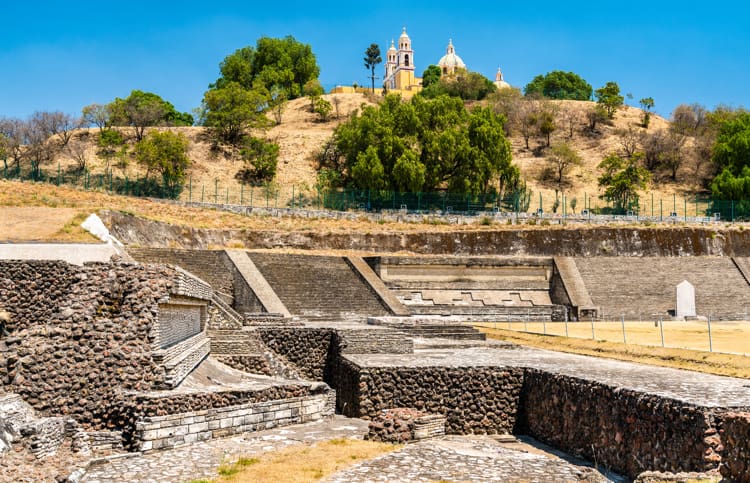 The Great Pyramid and the Our Lady of Remedies Church in Cholula, Mexico