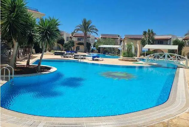 A large pool in an apartment complex for expats in Iskele, Cyprus